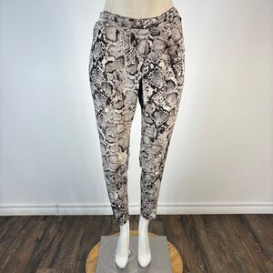 BCBGMAXAZRIA 100% Silk Python Print Jogger Pants XS Gray